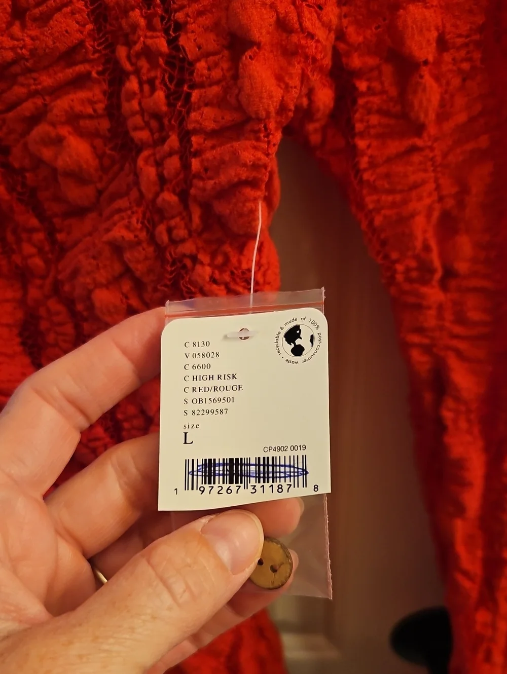 NWT Free People Shayla Lace Dress Tomato Red, L, Stretchy, Mini Slip Included